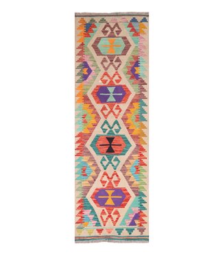 Kelimshop 190x63 cm Handgewebter Kelim Läufer  Wollteppich