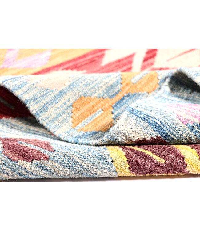 249x82 cm Handgeweven Kelim Loper  Wol  Vloerkleed Tapijt