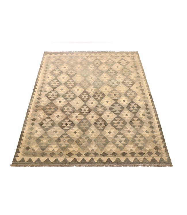 194x160 cm Handwoven Natural  Wool Kelim Area Rug