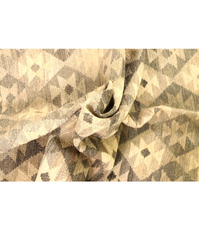 194x160 cm Handgeweven Natural Kelim Wol Tapijt