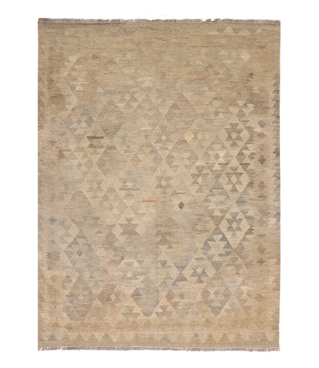 204x151 cm Handgeweven Natural Kelim Wol Tapijt