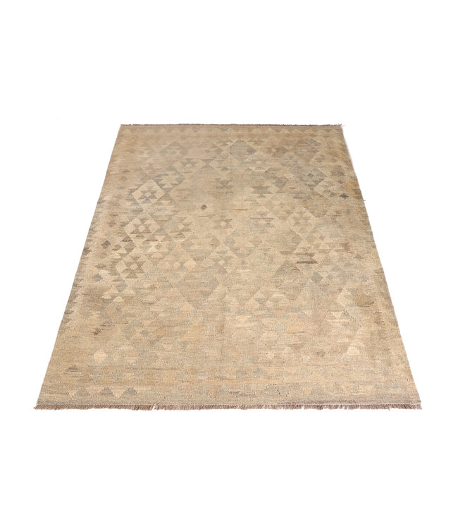 204x151 cm Handwoven Natural  Wool Kelim Area Rug