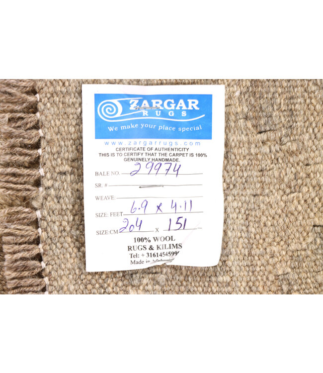204x151 cm Handwoven Natural  Wool Kelim Area Rug