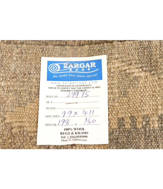 198x150 cm Handwoven Natural  Wool Kelim Area Rug