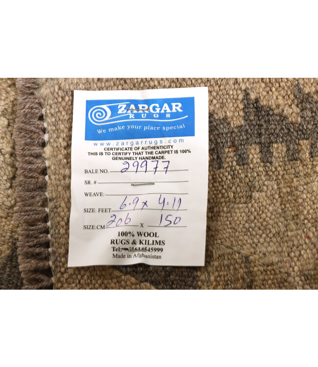 206x150 cm Handwoven Natural  Wool Kelim Area Rug