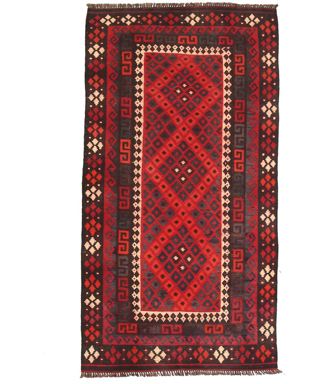 195x105 cm Old style vintage kelim Handwoven Kilim carpet Maimana