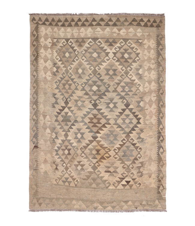 196x139 cm Handwoven Natural  Wool Kelim Area Rug