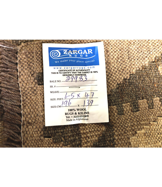 196x139 cm Handwoven Natural  Wool Kelim Area Rug