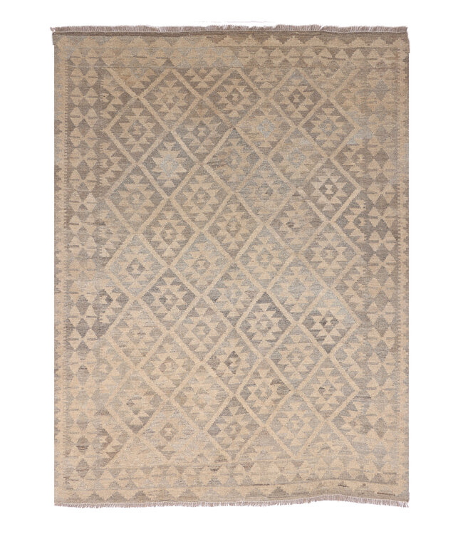 202x157 cm Handgeweven Natural Kelim Wol Tapijt