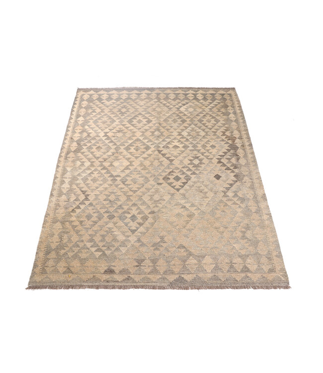 204x159 cm Handgeweven Natural Kelim Wol Tapijt