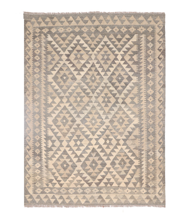 198x150 cm Handwoven Natural  Wool Kelim Area Rug