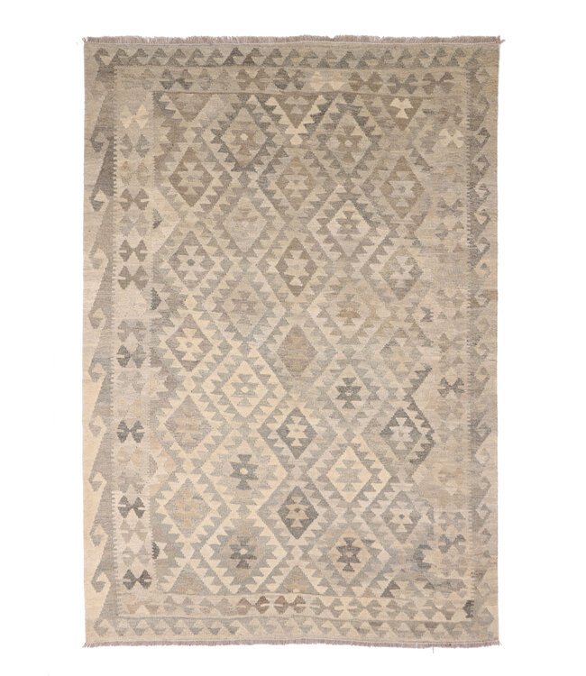 212x150 cm Handgeweven Natural Kelim Wol Tapijt