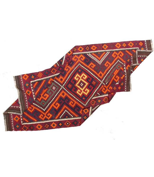 332x174 cm  Vintage-Kelim im alten Stil Handgewebter wool Kelim Maimana