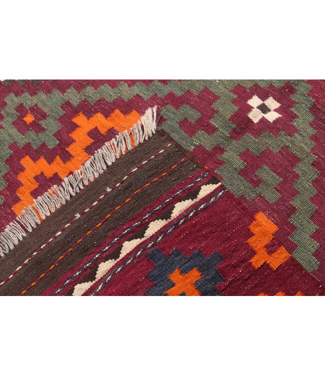 332x174 cm  Vintage-Kelim im alten Stil Handgewebter wool Kelim Maimana