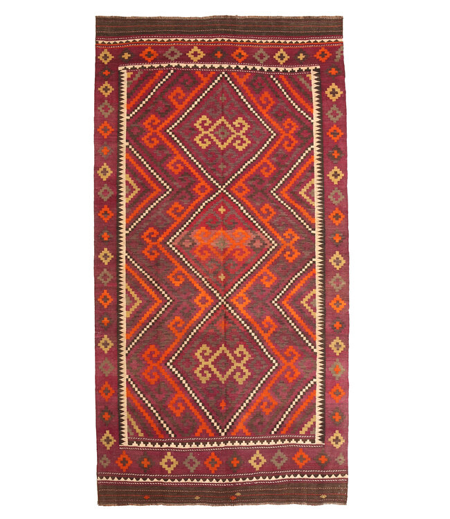 324x167 cm   Oude stijl vintage kelim Runner Handgeweven woll Kelim Maimana