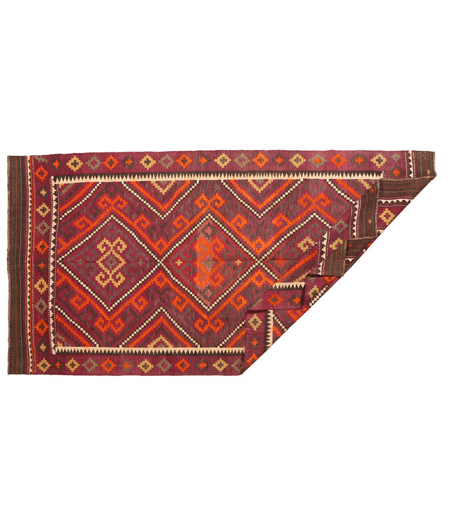 324x167 cm Old style vintage kelim Runner Handwoven wool Kilim Maimana