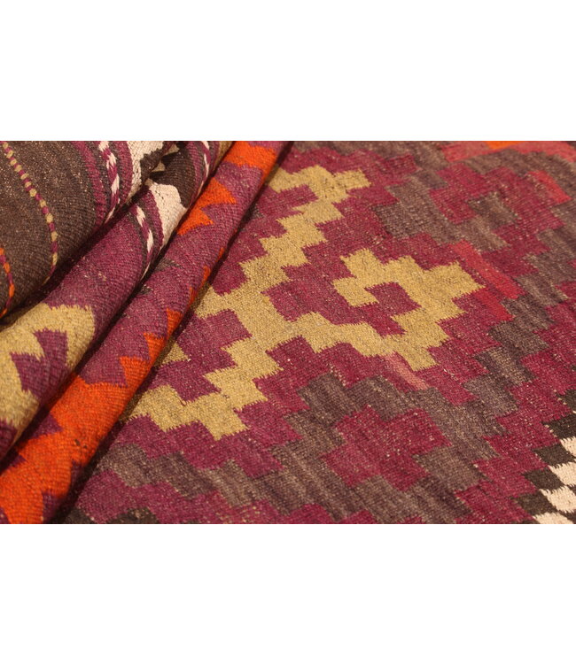 324x167 cm  Vintage-Kelim-Läufer handgewebter wool Kelim Maimana