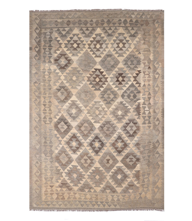 244x165 cm Handgeweven Natural Kelim Wol Tapijt