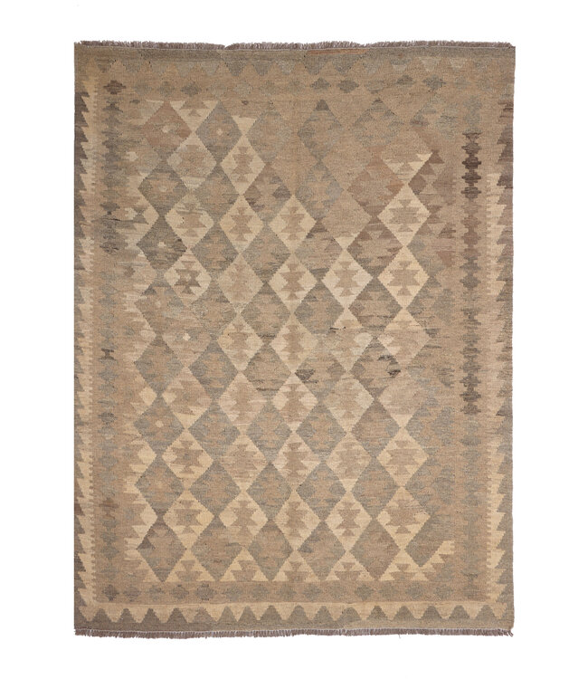 194x147 cm Handwoven Natural  Wool Kelim Area Rug