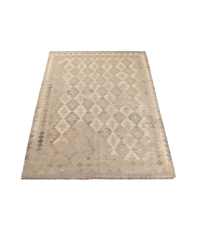 194x147 cm Handgeweven Natural Kelim Wol Tapijt