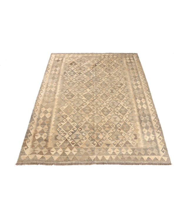 214x153 cm Handgeweven Natural Kelim Wol Tapijt