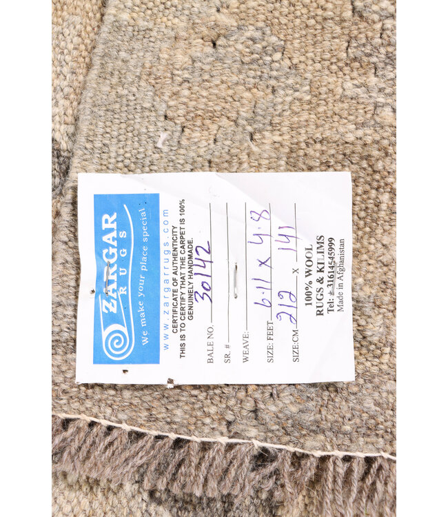 212x141 cm Handwoven Natural  Wool Kelim Area Rug