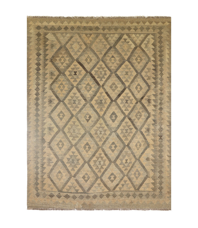 206x158 cm Handgeweven Natural Kelim Wol Tapijt