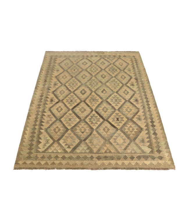 206x158 cm Handwoven Natural  Wool Kelim Area Rug