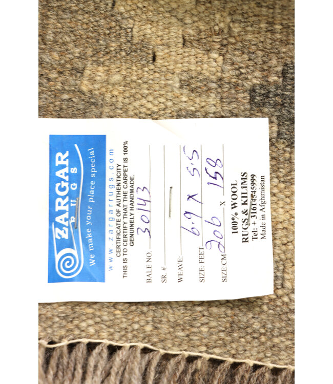 206x158 cm Handwoven Natural  Wool Kelim Area Rug