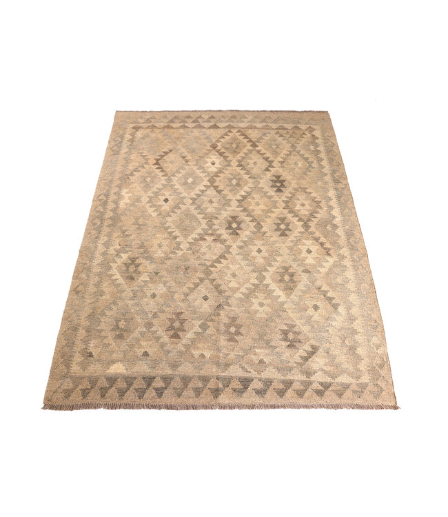 202x144 cm Handgeweven Natural Kelim Wol Tapijt