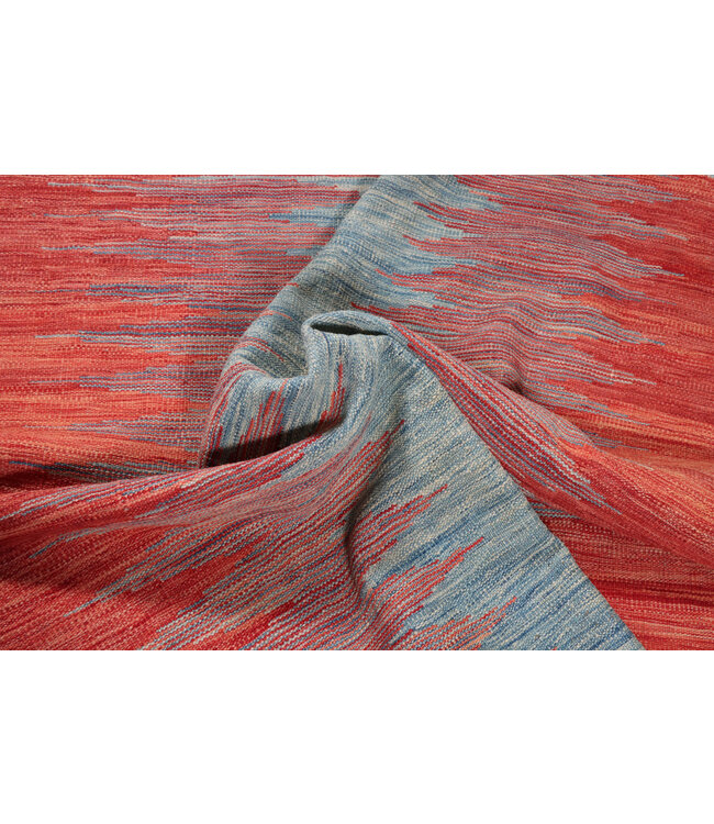 152x150 cm Handwoven Modern Red Wool Kilim Rug