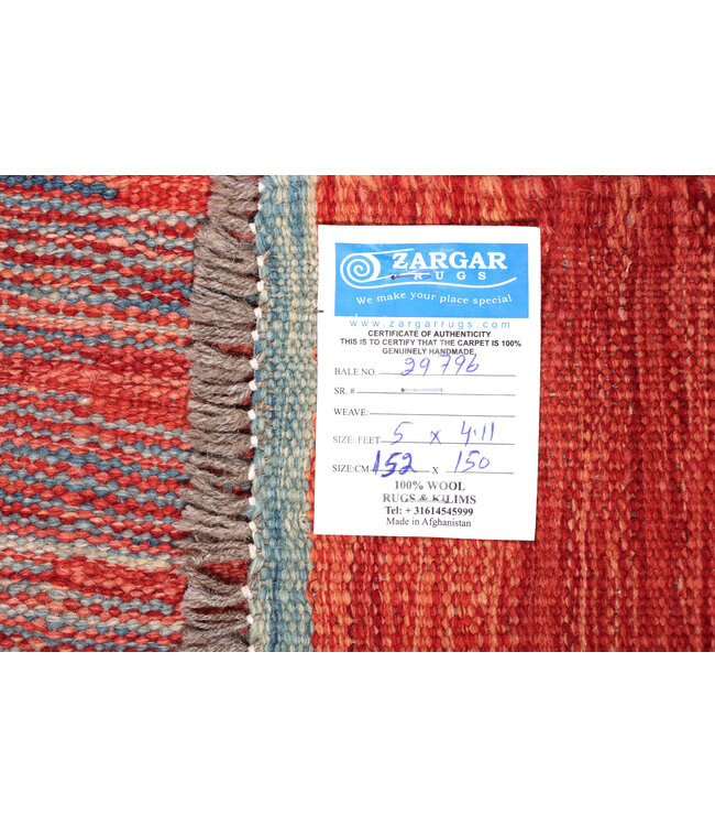 152x150 cm Handgewebter Moderner  Woll-Kelim-Teppich