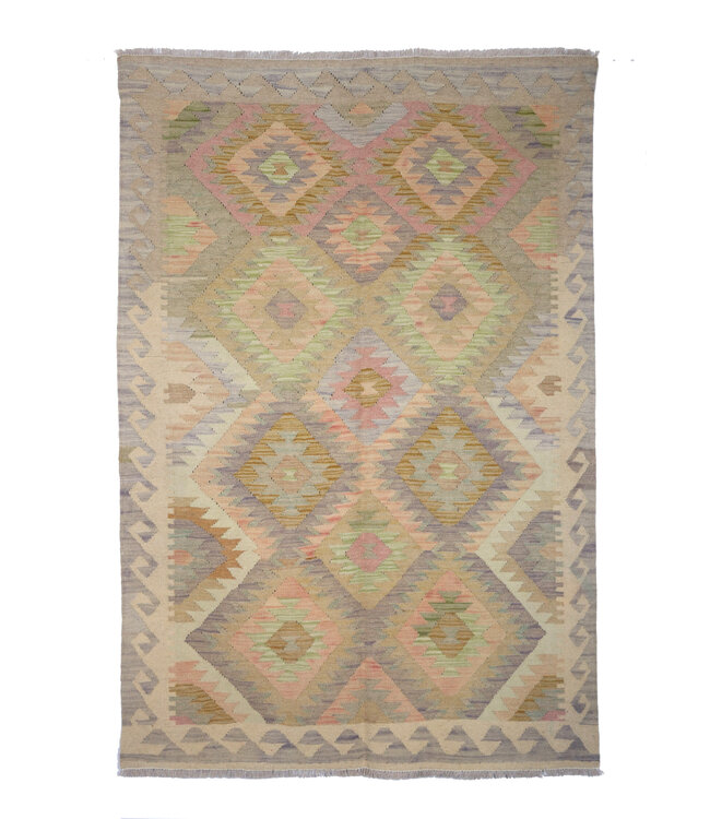 201x141 cm Handgewebter Traditioneller Kelim Teppich Woll