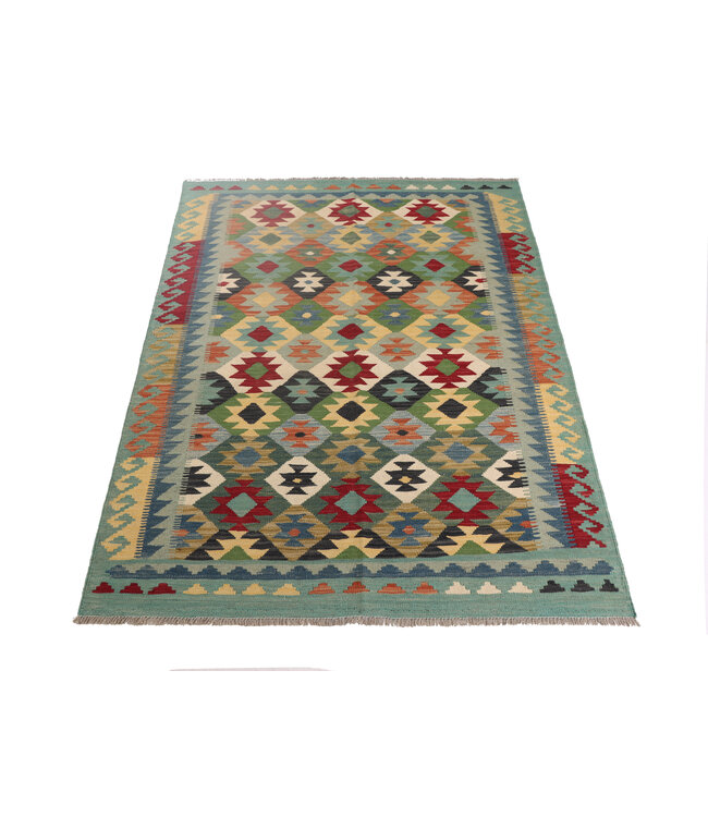 198x149 cm Handwoven Traditional Kelim Area Rug Wool Carpet