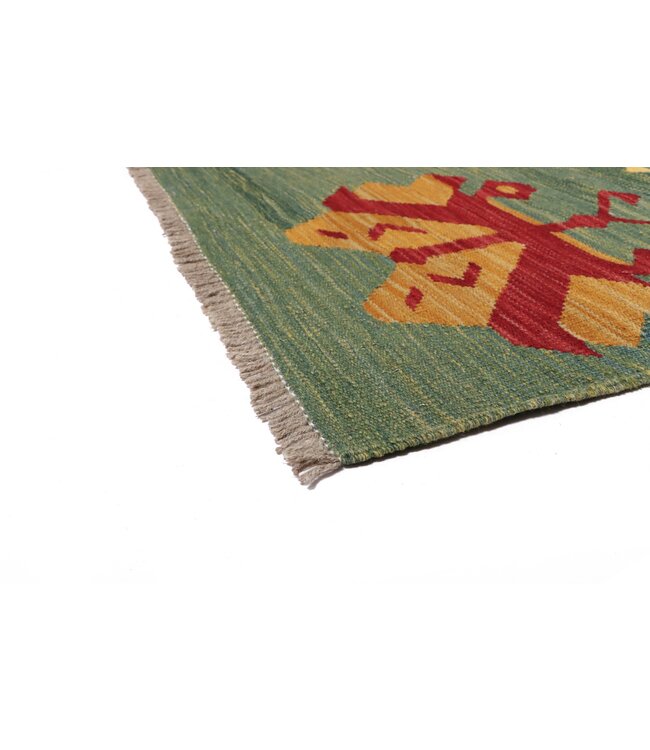 201x150 cm Handgeweven Traditionele Kelim Vloerkleed Wol Tapijt