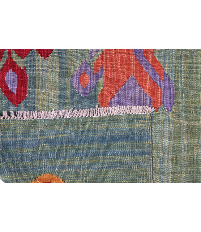 201x150 cm Handgeweven Traditionele Kelim Vloerkleed Wol Tapijt