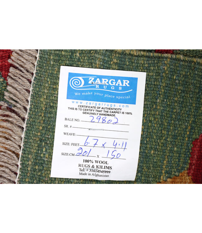 201x150 cm Handwoven Traditional Kelim Area Rug Wool Carpet