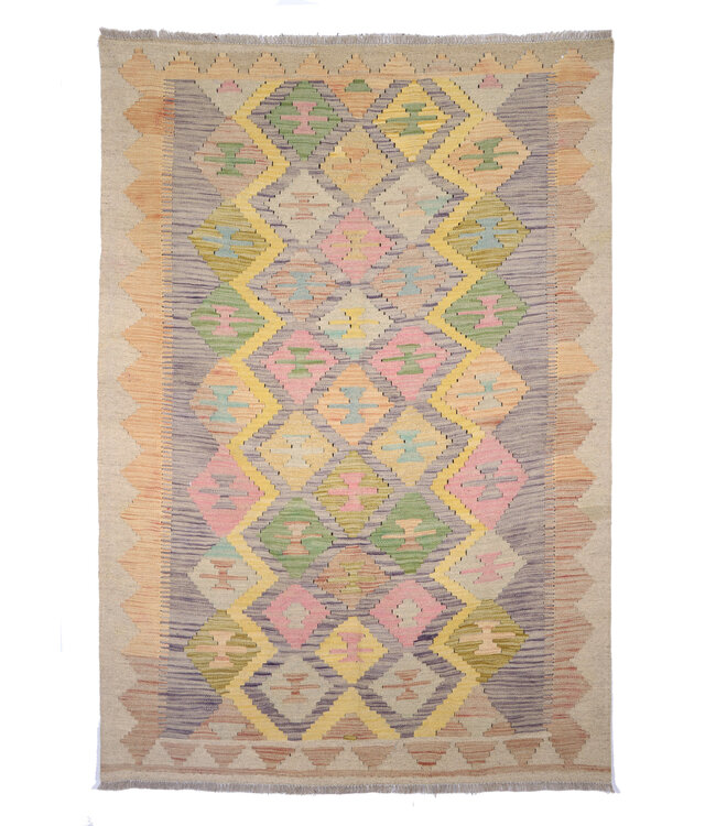 208x147 cm Handwoven Traditional Kelim Area Rug Wool Carpet