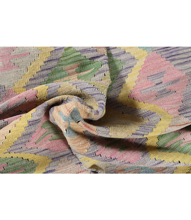 208x147 cm Handgeweven Traditionele Kelim Vloerkleed Wol Tapij