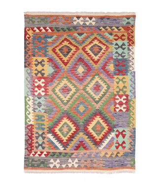 Kelimshop 203x147 cm Handgewebter Traditioneller Kelim Teppich Woll