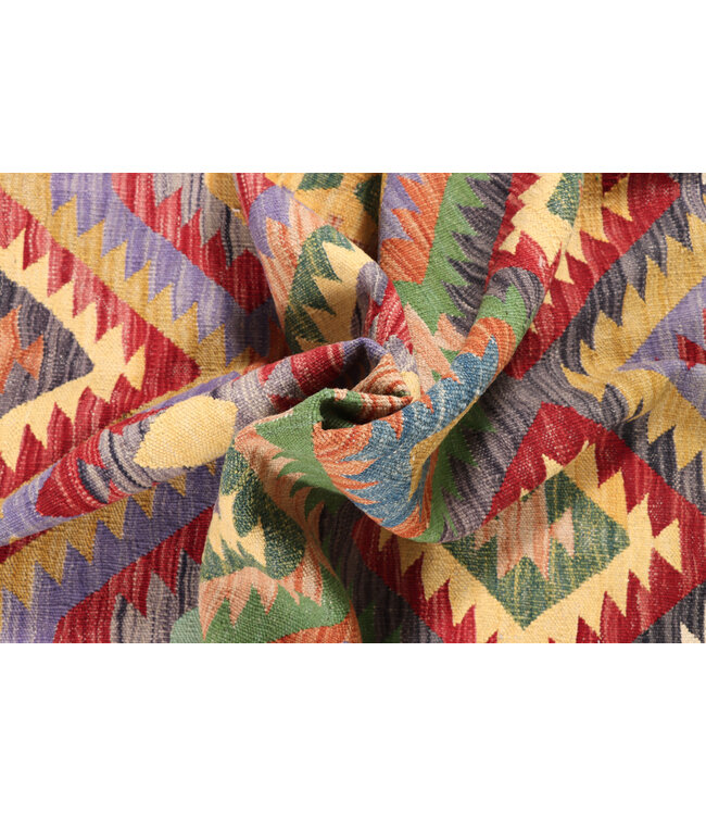 203x147 cm Handgeweven Traditionele Kelim Vloerkleed Wol Tapijt