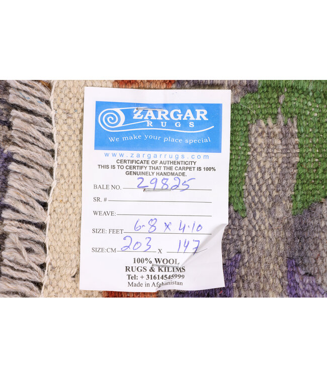 203x147 cm Handwoven Traditional Kelim Area Rug Wool Carpet