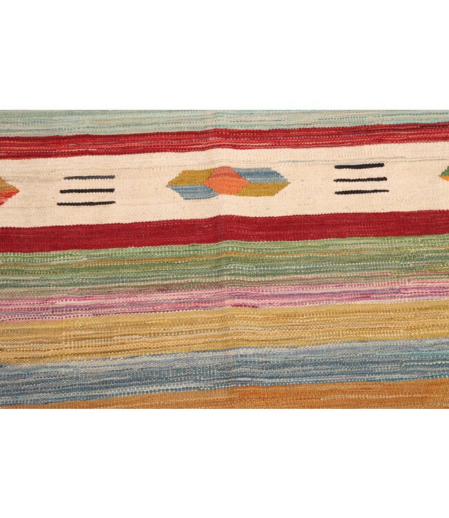 200x150 cm Handwoven Modern Red Wool Kilim Rug