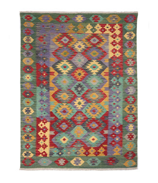 Kelimshop 196x156 cm Handwoven Traditional Kelim Area Rug Wool Carpet
