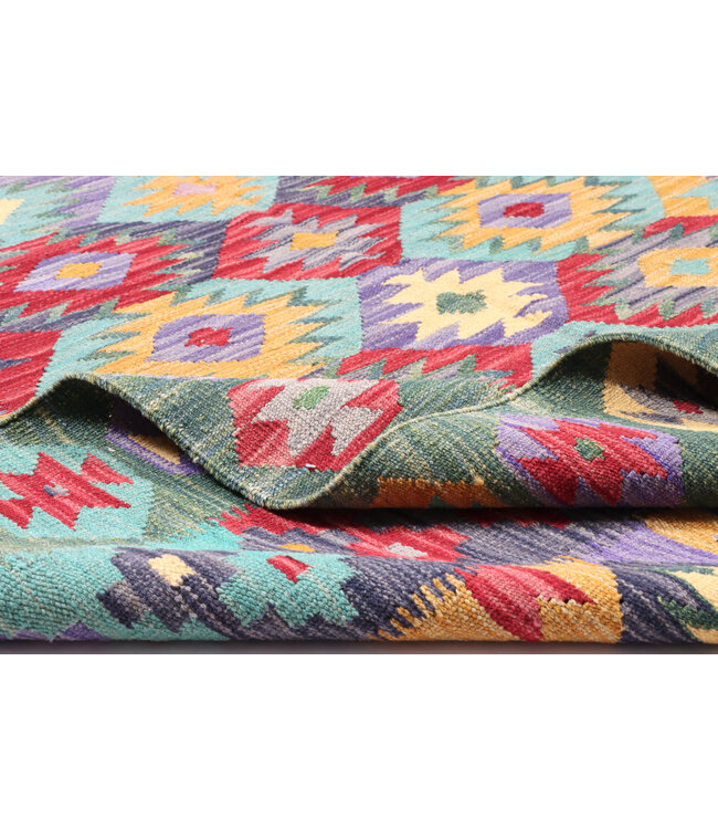 196x156 cm Handgewebter Traditioneller Kelim Teppich Woll