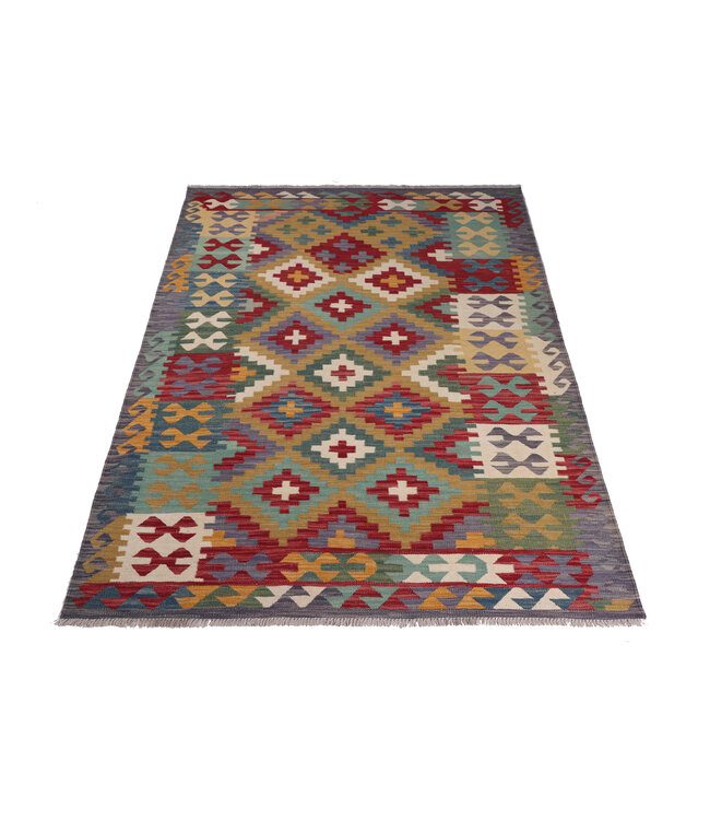 212x153 cm Handgewebter Traditioneller Kelim Teppich Woll