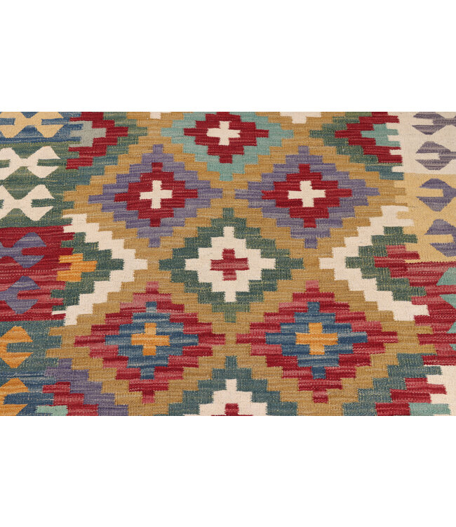 212x153 cm Handgeweven Traditionele Kelim Vloerkleed Wol Tapijt