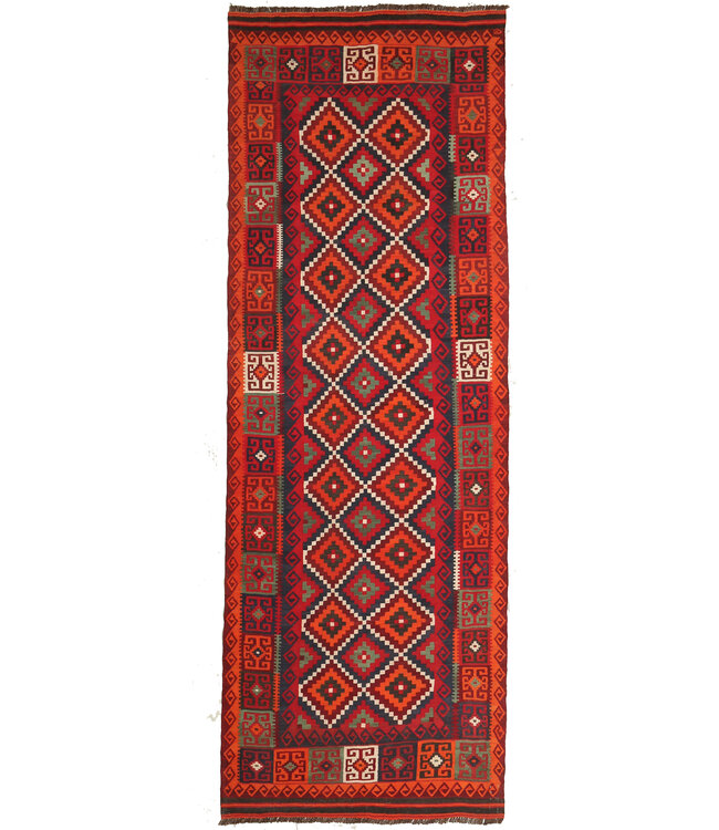 372x127cm Old style vintage kelim Runner Handwoven wool Kilim Maimana