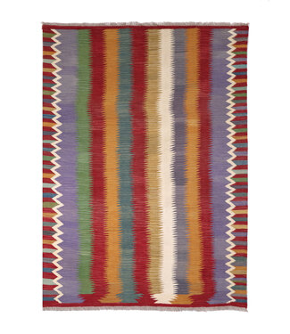 Kelimshop 202x152 cm Handwoven Modern Red Wool Kilim Rug