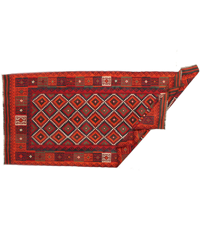 356x153cm Old style vintage kelim Runner Handwoven wool Kilim Maimana